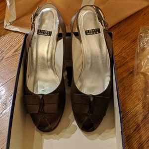 Peep toe heels with matching clutch